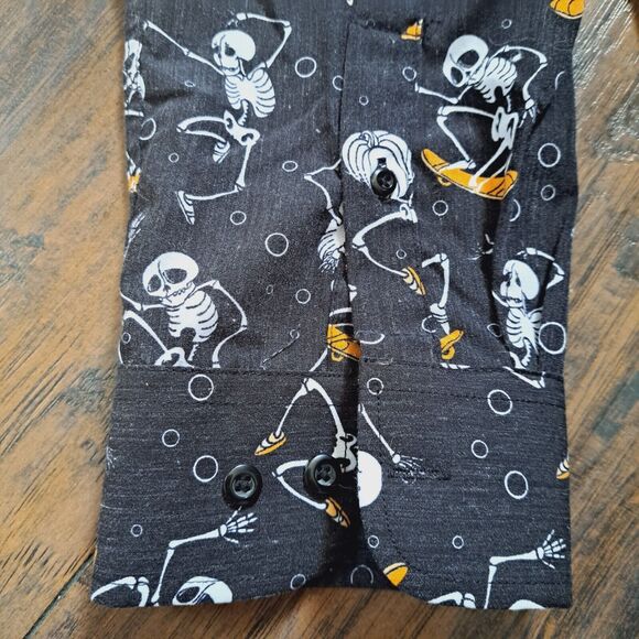 Halloween Button Up Men's XL Black Simon Banks Skeleton Skateboard Costume Party - Picture 7 of 14